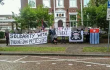 Anarchist solidarity demo at the Indonesian Terrorist Colonial Embassy in Den Haag